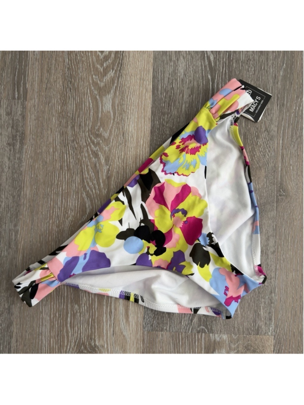 Bar III NWT Womens Large Bikini Bottom Colorful Floral Low Rise Swimwear New